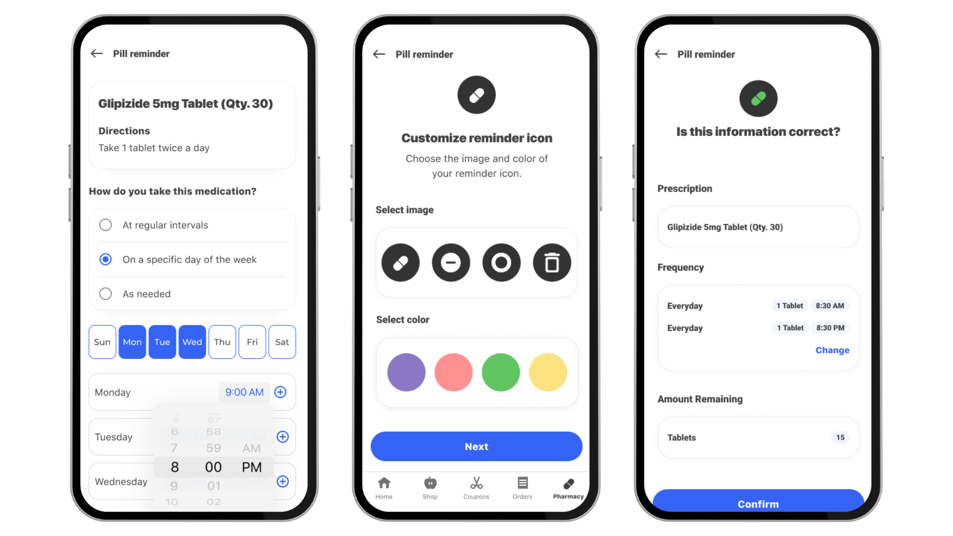 H-E-B pill reminder — home screen widget